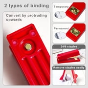 Red Desk Accessories 9 Pcs, Stapler, Staple Remover, Staples, Tape Dispenser, Tape, Clips Set, Scissor, Ruler, Red Office Supplies