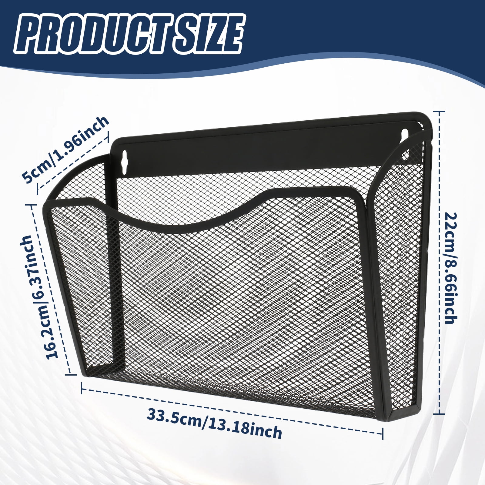 Magnetic File Holder Carbon Steel Magnetic File Organizer No Drilling Magnetic File Folder Holder Large Capacity Paper Holder Multifunctional Mail Organizer for Refrigerator Black