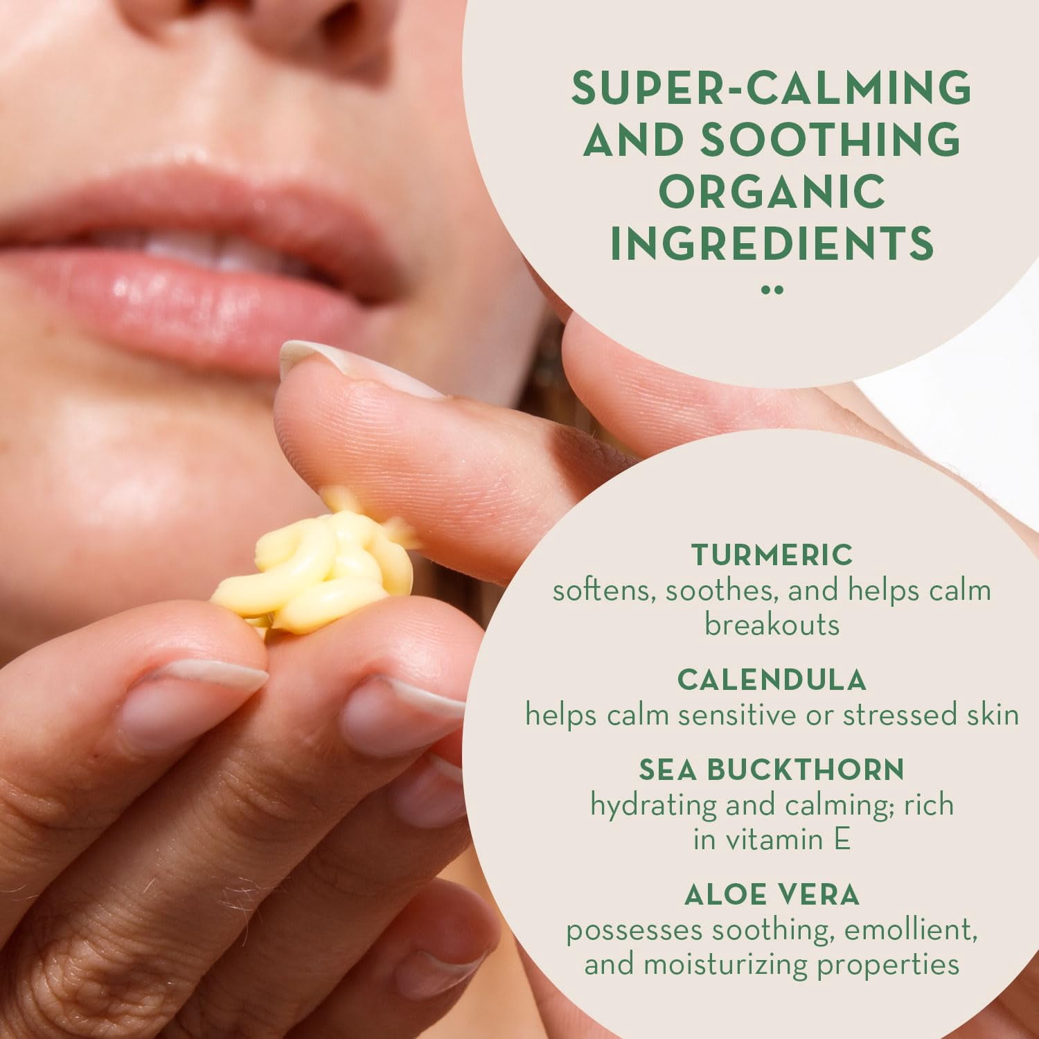 The Organic Skin Co Task Force Nine Turmeric and Calendula Calming Face Cream Moisturizer, 2 fl oz