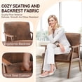 thumbnail image 3 of Hassch Brown Tech Cloth Accent Armchair, Mid-Century Modern Elegant Lounge Chair with Curved Armrests and Sturdy Solid Wood Frame, Comfortable Chair for Bedroom, Living Room, or Reading Nook, 3 of 10