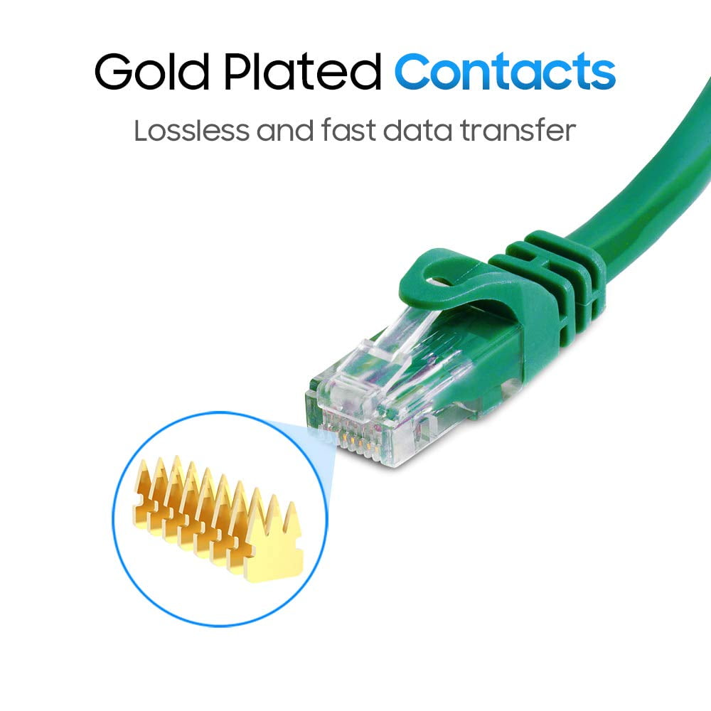 Cmple - 20 Pack Cat6 Ethernet Cable 3 ft Cat 6 Network Cables with RJ45 Connectors 10Gbps Computer LAN Patch Cord Router 550Mhz Cat 6 Wire - Green
