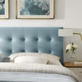thumbnail image 5 of Pemberly Row Modern Fabric Biscuit Tufted Velvet Queen Headboard in Light Blue, 5 of 5