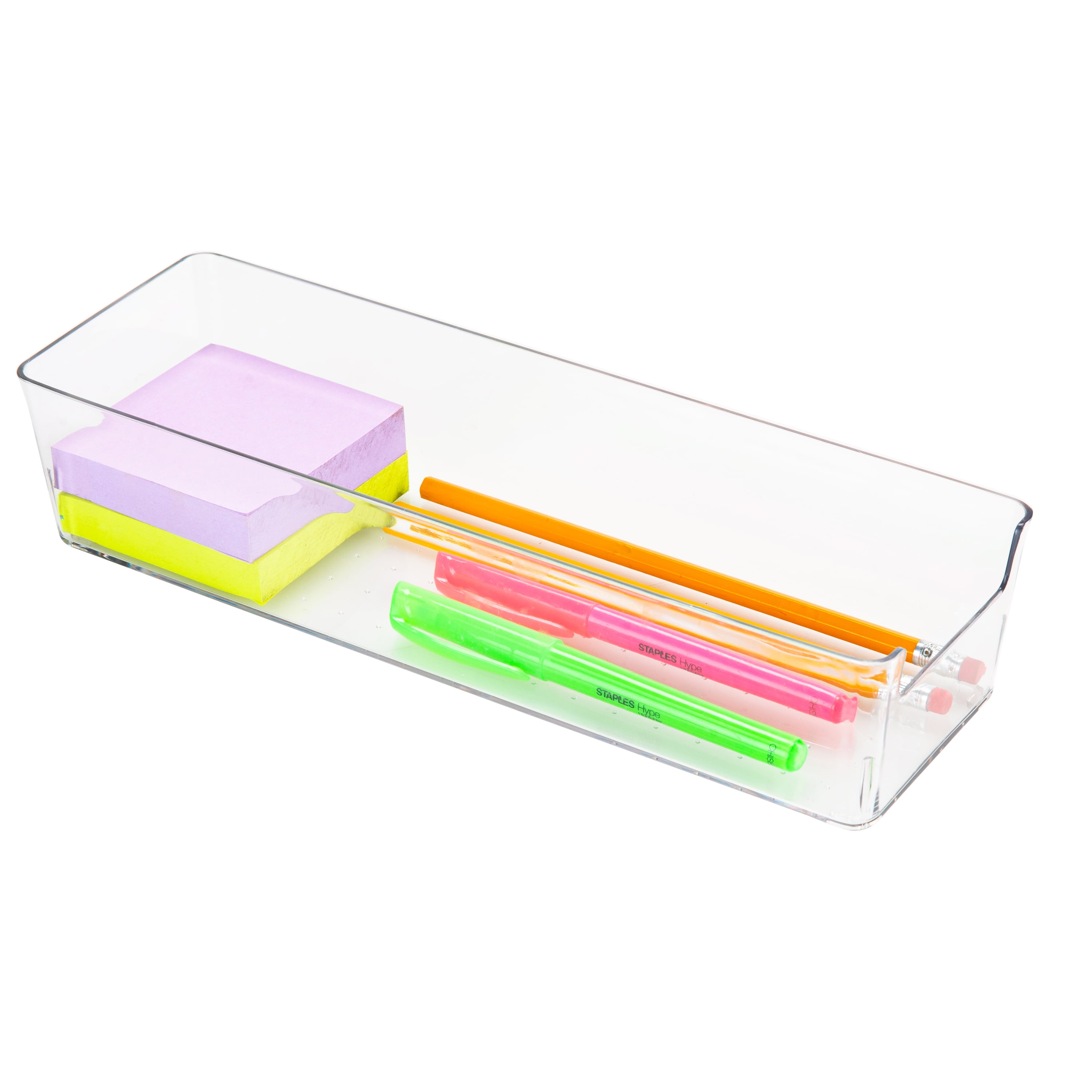 Simplify 2 Pack Medium 11.6" x 3.7" Rectangular Drawer Organizer, Clear