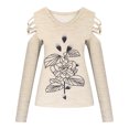 thumbnail image 4 of Haut Blouse Chemise Sans Bretelles à Manches Longues Croisées à Col Rond pour Femme avec Imprimé, 4 of 5