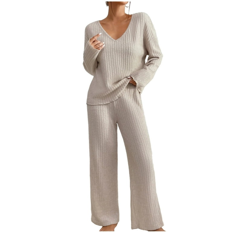 Women Piece Outfits ANRABESS Women's Oversized Knit Loungewear