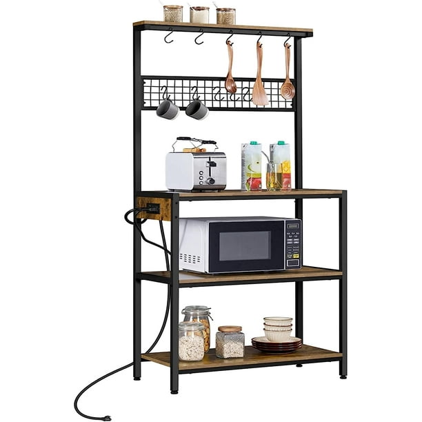 Yaheetech Bakers Rack with Power Outlet, Microwave Stand Coffee Bar