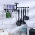 thumbnail image 3 of Wall Mount Kitchen Utensil Holder Rotating Kitchen Utensil Rack; Wall Stainless Steel Rack Rail Hanger Hook Organizer for Spoon Pot Pan, 3 of 5