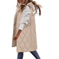 thumbnail image 4 of Niaviben Long Puffer Vest Women Hooded Vest Plus Size Puffer Vest Womens Puffer Jacket for Women Puffy Coats for Women Jackets for Women Trendy Khaki 2XL, 4 of 9