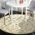 thumbnail image 6 of Ox Bay Talia 4' Round Ivory Diamond Striped Wool Indoor Area Rug, 6 of 9
