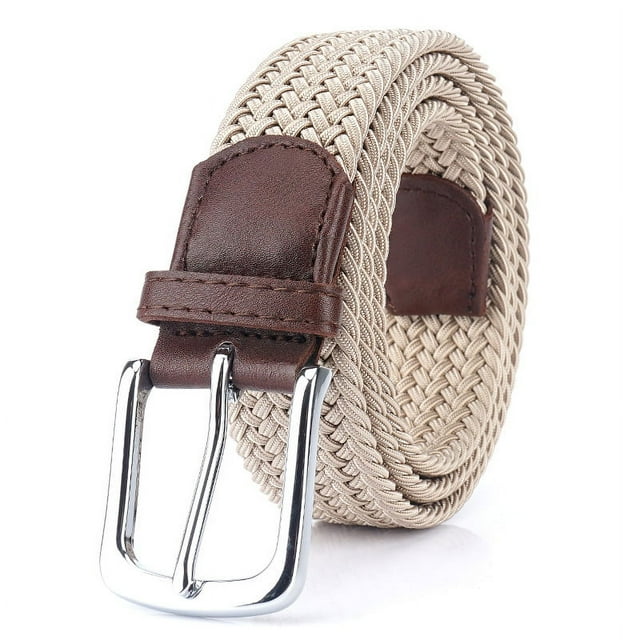 Cinturón elástico trenzado, cinturón tejido elástico Cinturón elástico de lona Cinturón de lona con hebilla de alfiler para hombres y mujeres Cinturón de lona tejido para jóvenes estudiantes