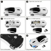 KUYHRF Wireless Mouse, 2.4GHz Car Shaped Wireless Mouse,1600 DPI Optical Cordless Mouse with USB Receiver,Cordless Computer Mouse for PC Laptop Computer Notebook -White