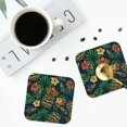 thumbnail image 4 of Yiaed Tropical Tribe Mask Print Leather Coasters for Drinks - Cup Coasters Coffee Table Kitchen Table Bar, Home & Office Gifts Handmade Drink Coasters-Square, 4 of 6