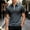 Gray, variant on FRSASU Polo Shirts for Men Loose Fit Short Sleeve Contrast Color Print Quarter-Zip Golf Shirt Summer Spring Casual Tops White