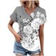 thumbnail image 2 of Fiudx Ofertas Del Día Top Informal de Primavera y Verano de Manga Corta con Cuello En V para Mujer, 2 of 5