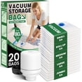 thumbnail image 1 of Vacuum Storage Bags,20Pack Vacuum Seal Bags with Electric Air Pump,Vacuumm Seal Bag for Clothing,Travel,Clothes,Comforters,Blankets,Pillows-4 Jumbo+4 Large+4 Medium+4 Small+4 Roll Up Space Saving Bag, 1 of 8