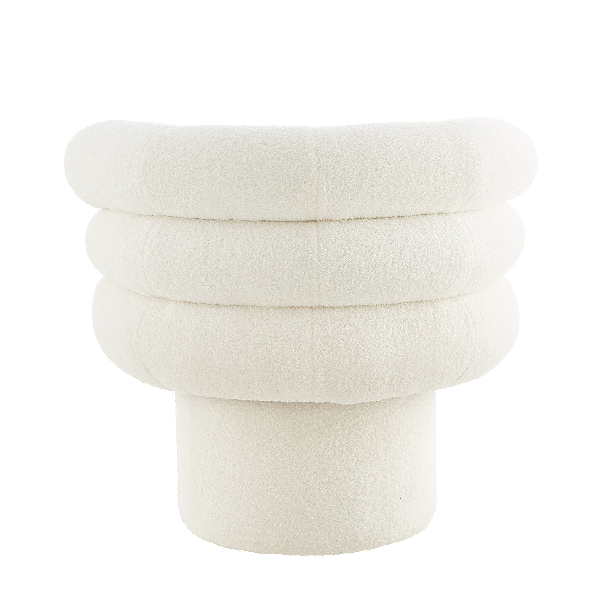 Euroco Swivel Accent Chair, 360° Swivel Barrel Chair with Round Back and Soft Cushion,Teddy Fleece Reading Chair Vanity Chair for Small Space,Living Room,Bedroom,White