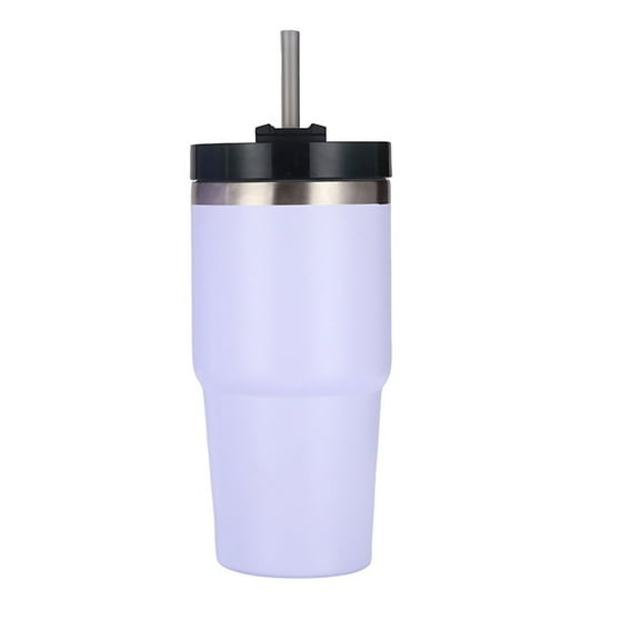 20oz Stainless Steel Vacuum Insulated Tumbler with Straw, Polished Glossy Finish, Perfect for Keeping Drinks Hot or Cold, White Vacuum Insulated Cup