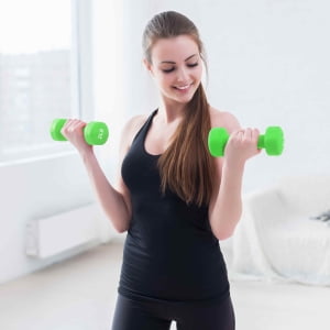 TEQIN Neoprene Coated Dumbbell Hand Weight Sets,Multiple Weight Options with Storage Case, Anti-roll, Anti-Slip, Hexagon Shape,Packed In Pairs, Set of Small Weights for Home, Living Room, Bedroom