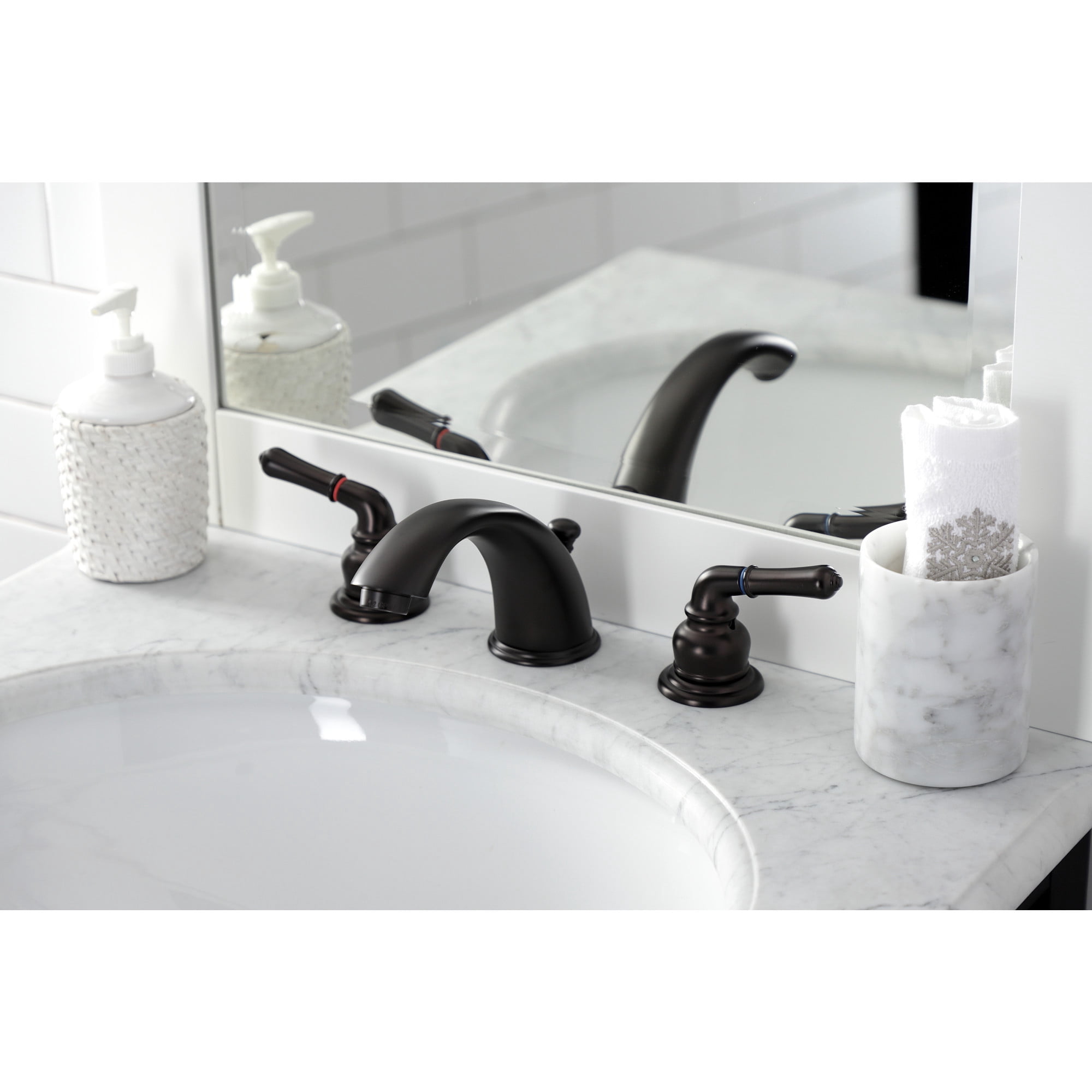 Kingston Brass KB965B Magellan Widespread Bathroom Faucet with Brass Pop-Up, Oil Rubbed Bronze
