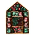 thumbnail image 7 of Sophisticated Red and Green Saturated Ornament Ball Bundle Set, Refined Forest Nature Glittered Patterns on Baubles, 70 Pieces, 7 of 7