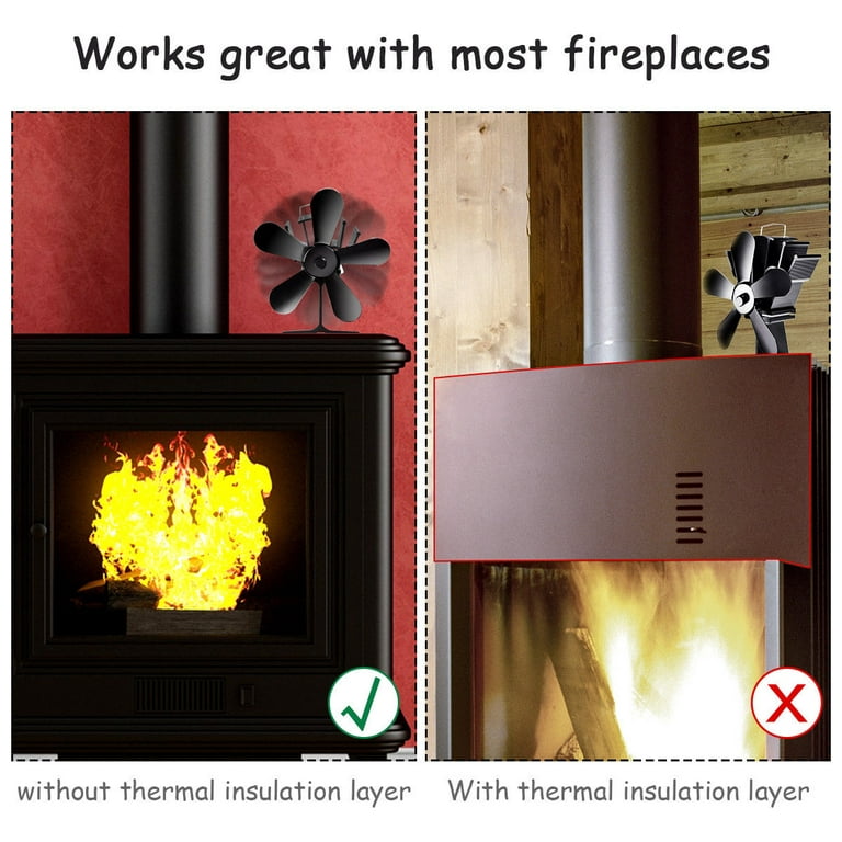 5 Blades Heat Self-Powered Wood Stove Fan Top Burner Fireplace