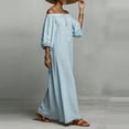 thumbnail image 2 of TaTaai Women's Off-Shoulder Embroidered Maxi Dress with Puff Sleeves, Loose Flowy Fit, and Boho Summer Style Gift, 2 of 6
