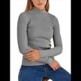 thumbnail image 2 of Suéter de Cuello Alto Acanalado para Mujer, Larga, Blusa Térmica de Peso Medio Gris un Tamaño, 2 of 10