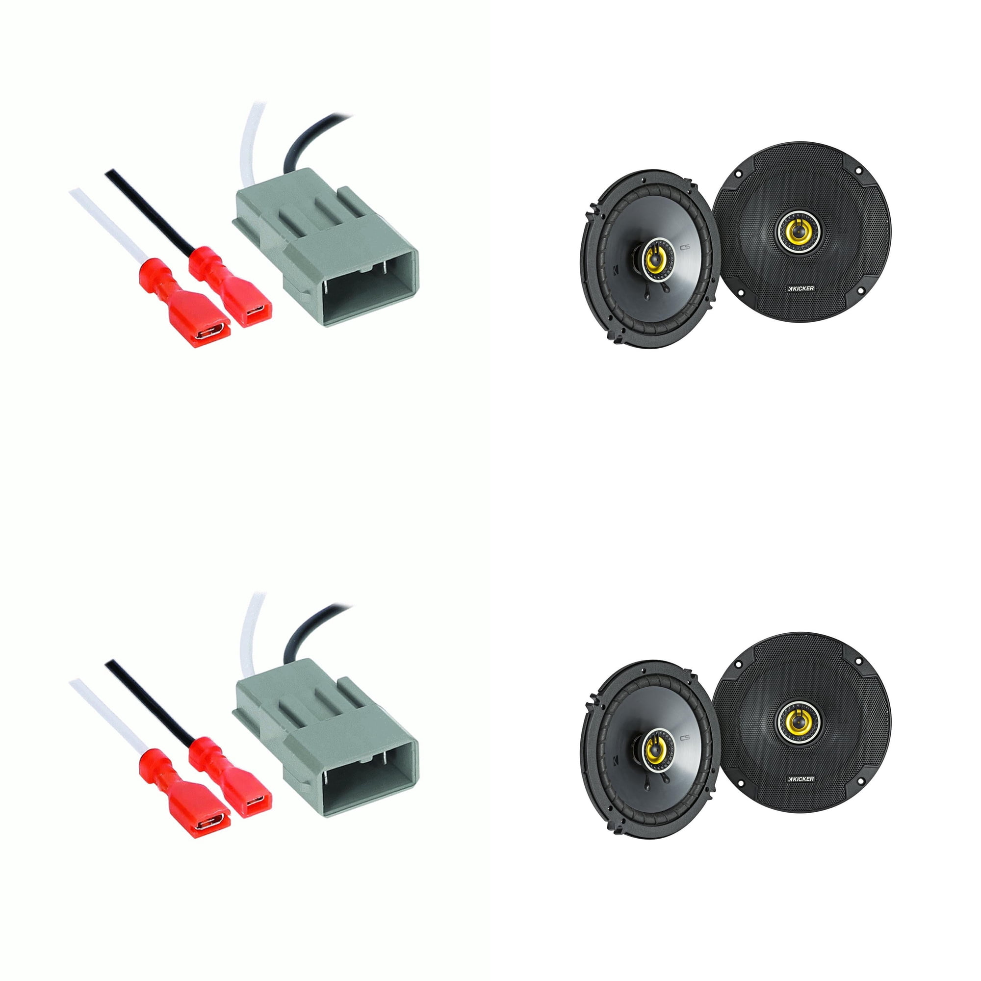 KICKER Speakers 6.5 inch for Honda Civic 2002-2020 Upgrade Kit - 4 Pack of CS Series with Harness, Coaxial 6 1/2 Car Audio Front Door and Rear Deck Speaker 46CSC654