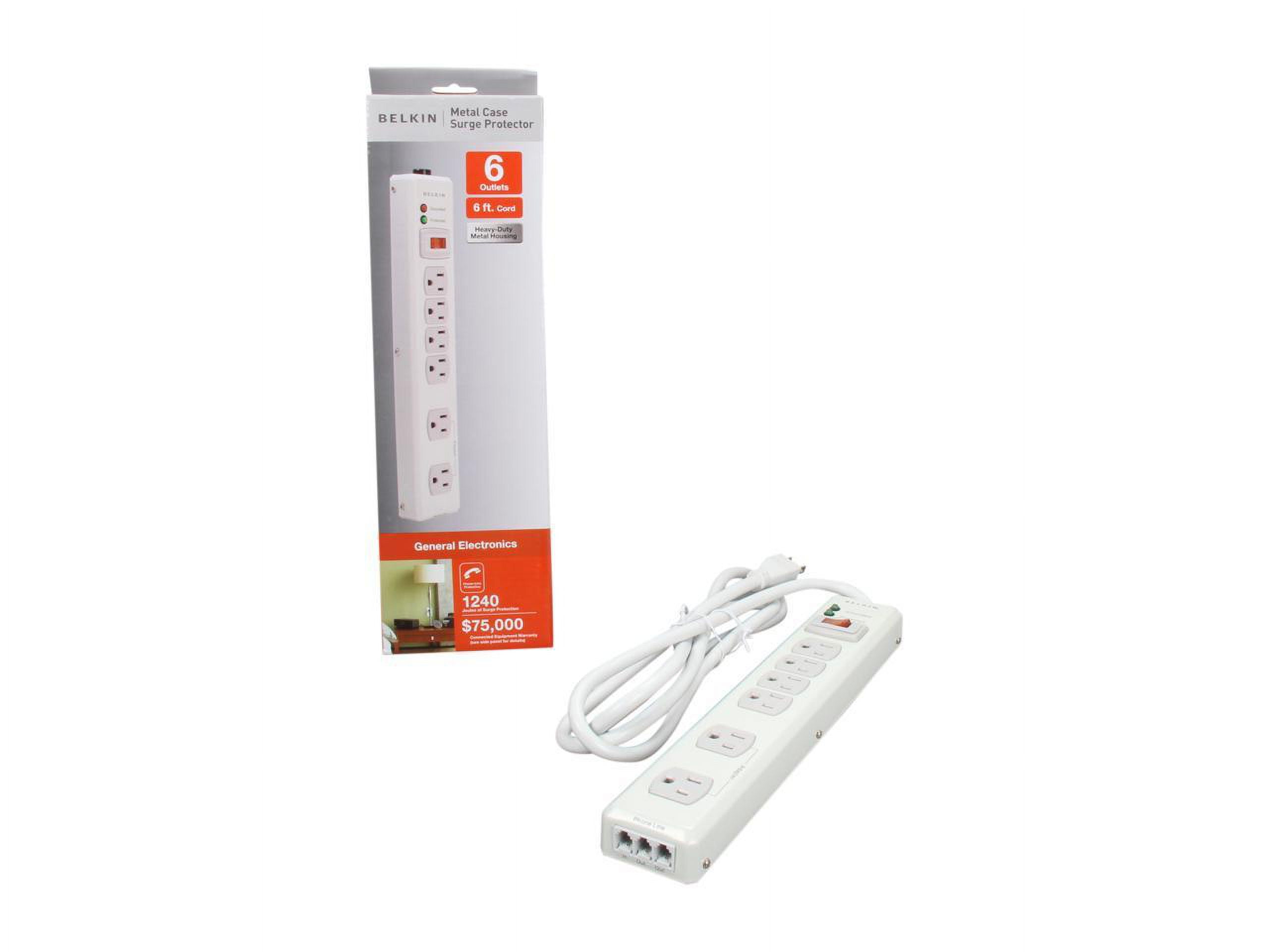 Belkin 6-Outlet Metal Power Strip Surge Protector, 6ft, Beige