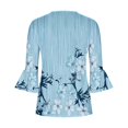 thumbnail image 5 of T-Shirt à Manches Courtes à Col en V à Imprimé Floral pour Femmes Coffee L, 5 of 5