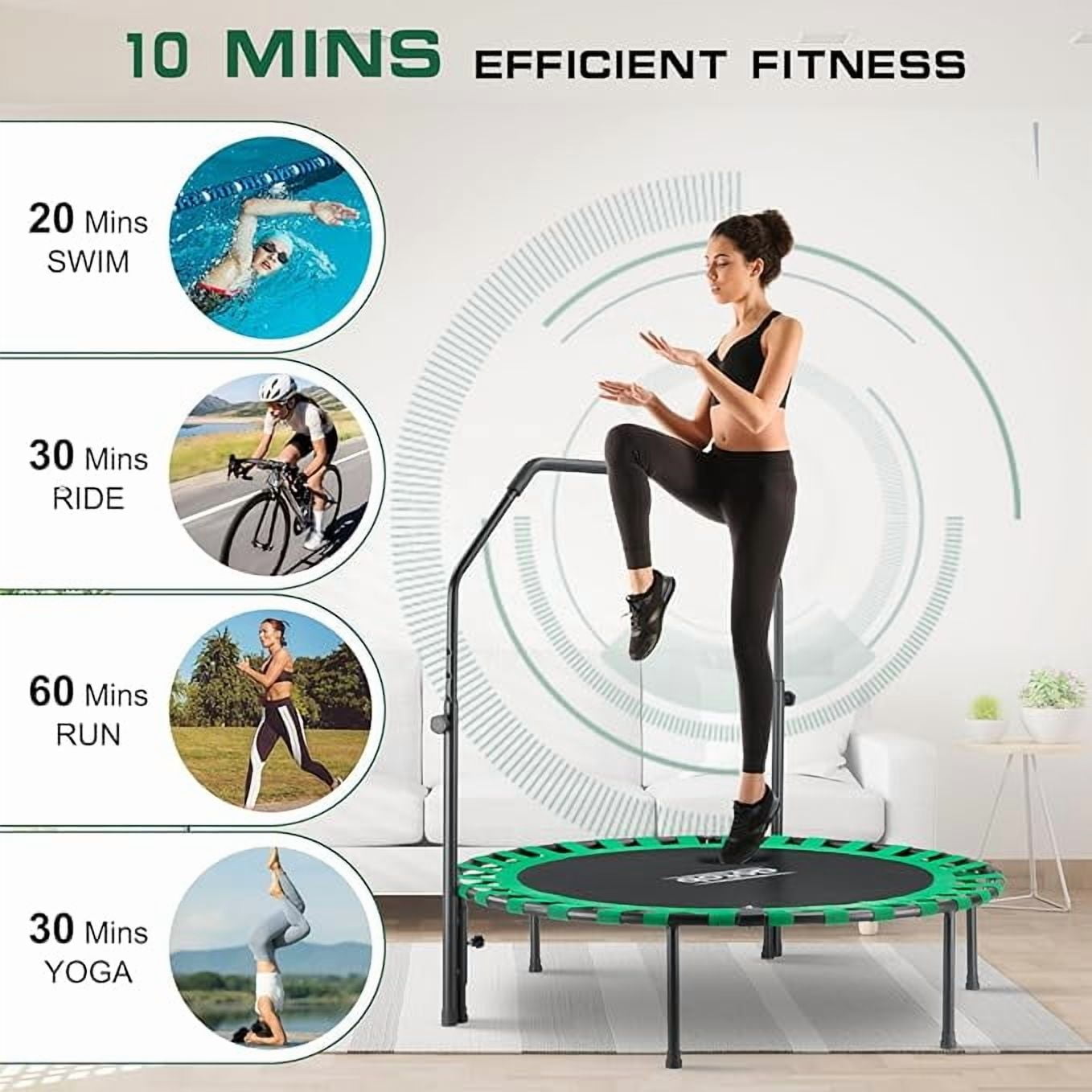 AOTOB 48” Heavy Duty Fitness Trampoline, Foldable Mini Rebounder for Exercise and Durability, Supports 550lbs