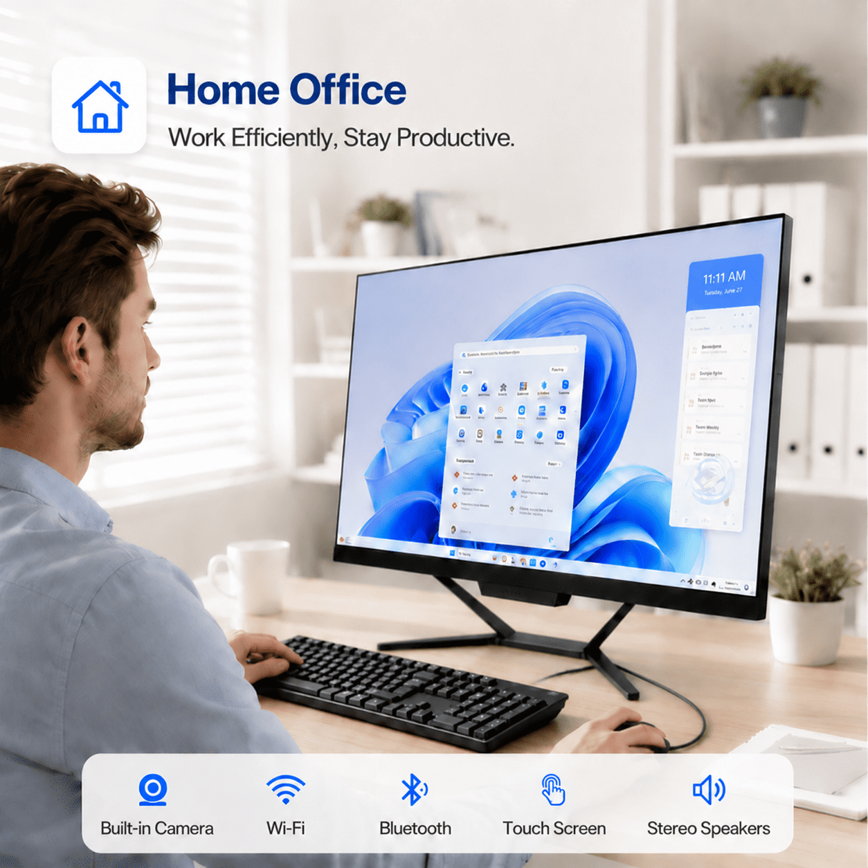 PTZZHEDM 23.8" Touchscreen All-in-One Business Computer, with Webcam, Intel i7-3610QM, 16GB RAM, 1TB SSD, Win10 Pro, Black