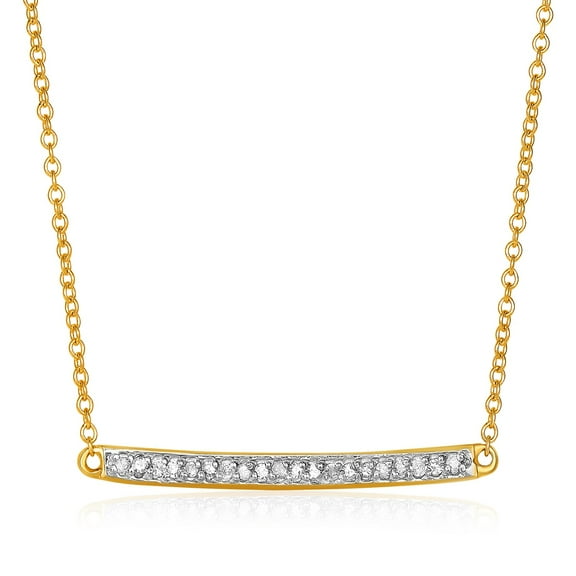 14k Yellow Gold Necklace with Gold and Diamond Bar (1/10 cttw) 18 in