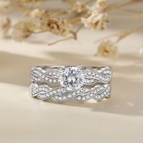 Bow Jewel 0.78 Ct Round Cut Excellent Diamond Rings - 14K White Gold Plated - Criss Cross Multi Shank Rings - Infinity Twisted Cross Over Shank for Women's - A Stunning Choice for Your Special Day
