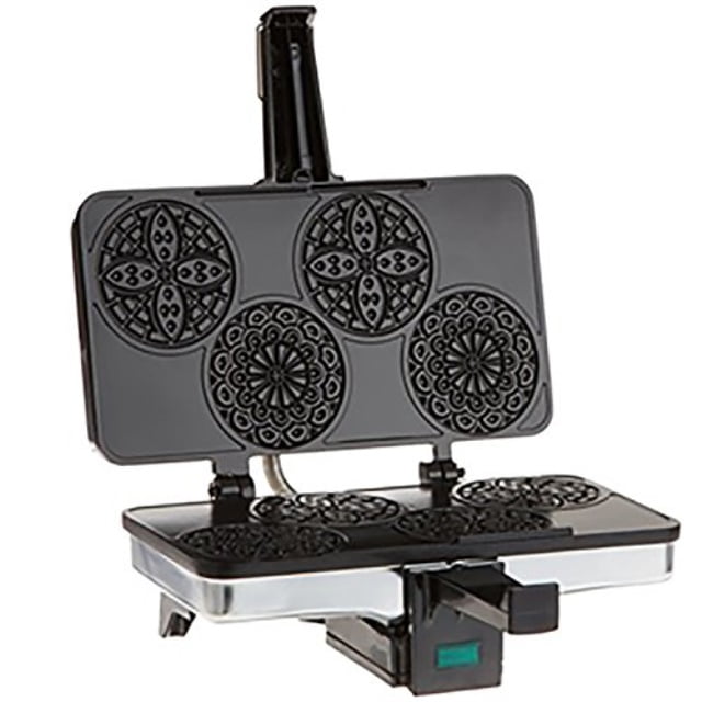 CucinaPro Mini Italian Pizzelle Waffle Maker Iron Makes Four 3 1/4