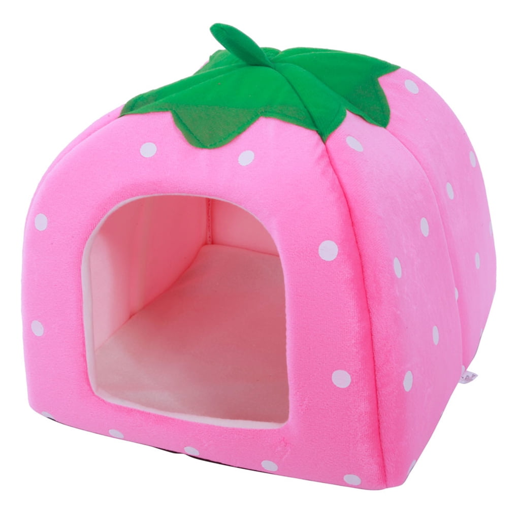 Strawberry Style Pets House Yurt Cute Dog Cat House Multipurpose Small Pet's Bed Tent Pink