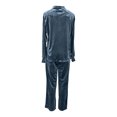 thumbnail image 5 of Women Velvet 2‑Piece Outfit Full Zip Stand Collar Jacket Drawstring Waist Wide Leg Pants Velour Loungewear Pant Suit Solid Color Fall Winter Tracksuit, 5 of 5
