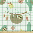 thumbnail image 2 of Ambesonne Christmas Fabric by the Yard Upholstery, Sloths Holiday Socks, 1 Yard, Seafoam Dark Tan, 2 of 5