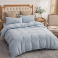 thumbnail image 3 of PURE ERA Jersey Cotton Queen Size Duvet Cover Set Ultra Soft 3Pc Bedding Set Solid Airy Light Baby Blue, 3 of 5