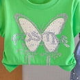 thumbnail image 4 of Hrsba Cute Little Girl Outfits Short Sleeve Crew Neck Tee And Elastic Waist Pearl Decor Denim Shorts Two Piece Set, 4 of 6