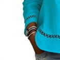 thumbnail image 5 of Miluxas Embroidered Tops for Women Trendy Hollow Trim Long Sleeve Boho Cotton Shirts Scoop Neck Pullover Clothes Blue, 5 of 5
