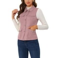 thumbnail image 4 of INSPIRE CHIC Women's Vest Button Front Sleeveless Faux Suede Utility Cargo Jacket with Pockets Pink S, 4 of 6