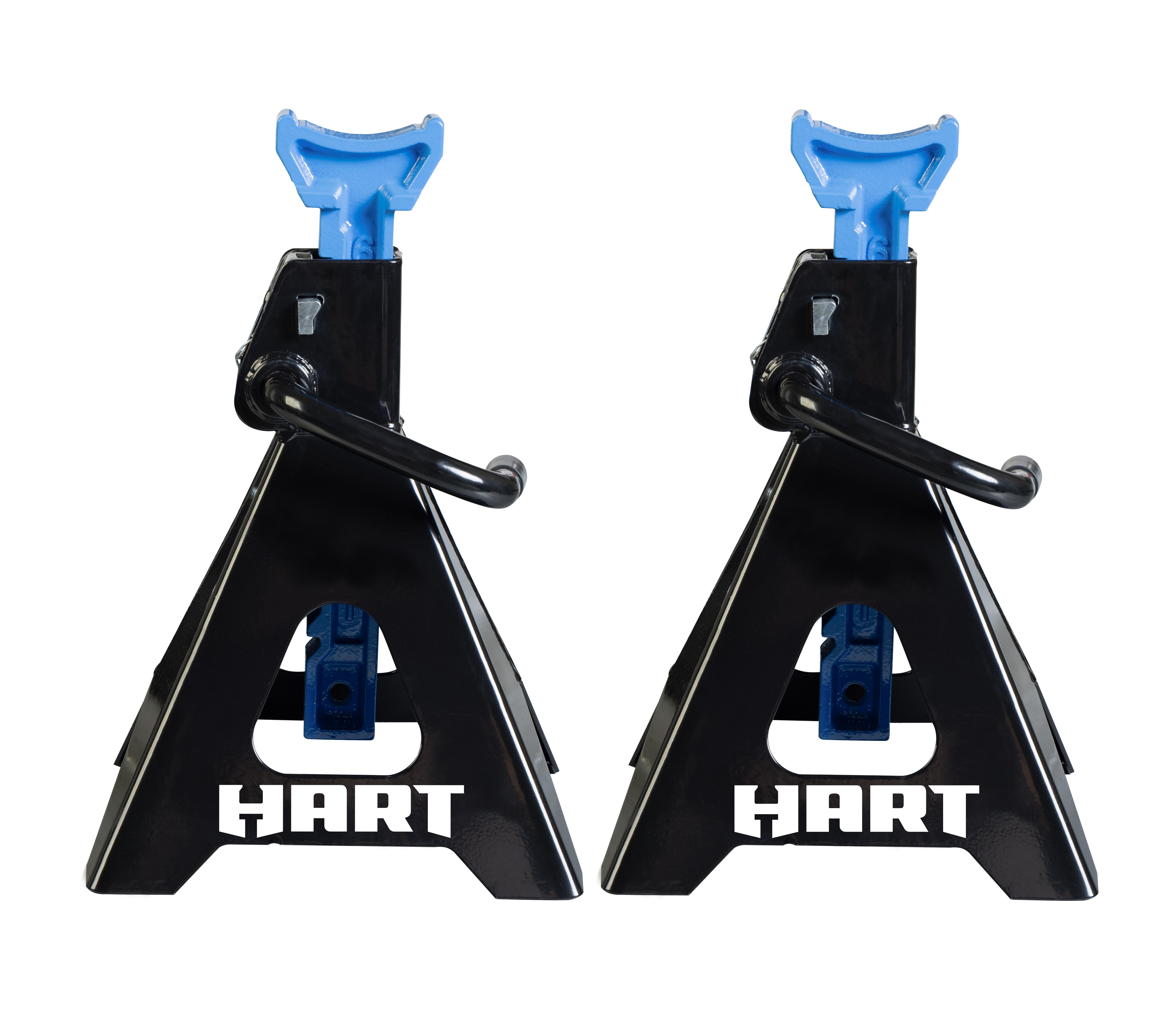 HART T46002C DOUBLE LOCKING STEEL JACK STANDS, BLACK, 1 PAIR