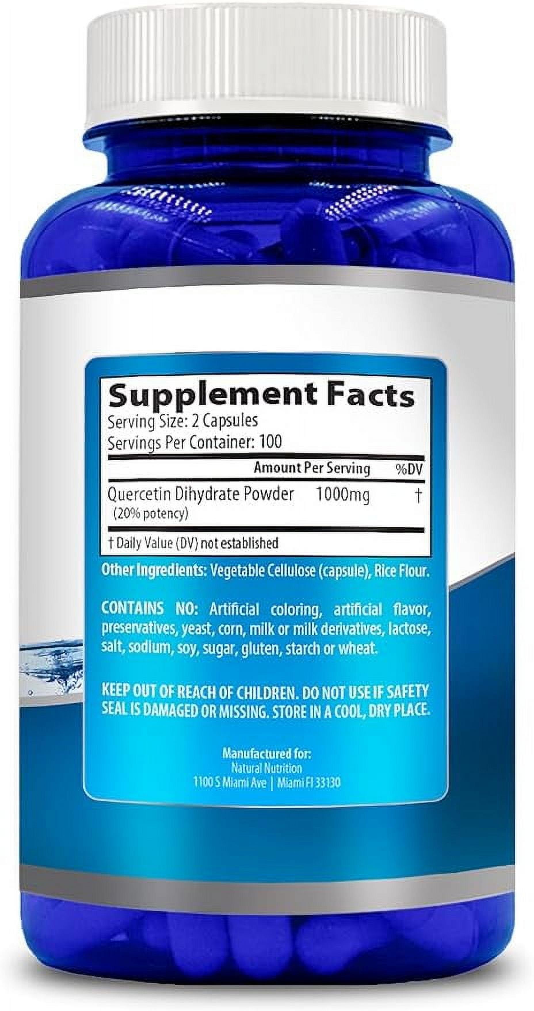 Natural Vitamin Quercetin 1000mg Extra Strength 200 Capsules (Gluten Free & Non-GMO)