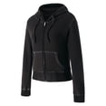 thumbnail image 2 of Genuiskids Women Juniors Vintage Hoodies Jacket Casual Personalized Sewing Thread Long Sleeve Zipper Slim Hooded Sweatshirt Outerwear with Pockets for Teen Girls, 2 of 9