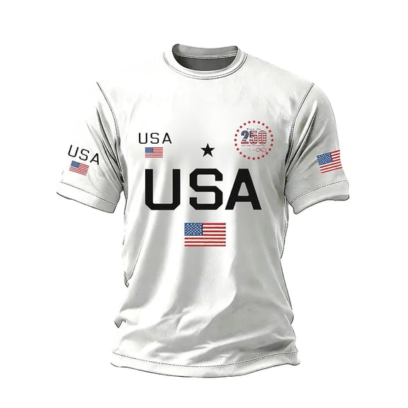 WEIWEN Patriotic Shirts for Men American 250 Anniversary Shirt 1776-2026 250th Anniversary USA T Shirts for Man Fashion Clothing White, S