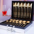 thumbnail image 3 of Yeacher 24Pcs Dinnerware Set With Gift Box Stainless Steel Kitchen Cutlery Set Knife Fork Spoon Flatware Minimalist Tableware, 3 of 8