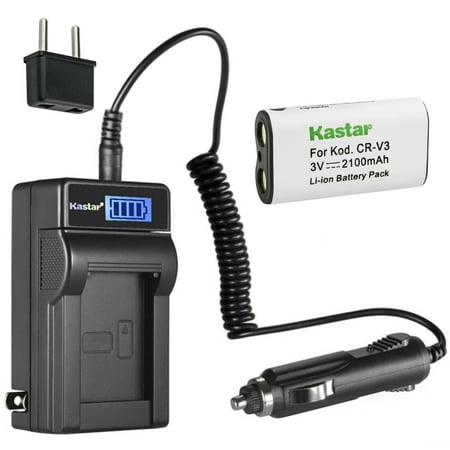 Image of Kastar 1-Pack CR-V3 Battery and LCD AC Charger Compatible with SIEMENS PHOTOPC 3100Z PHOTOPC 700 PHOTOPC 750Z PHOTOPC 800 PHOTOPC 850Z PHOTOPC 900Z Contax Aria Camera