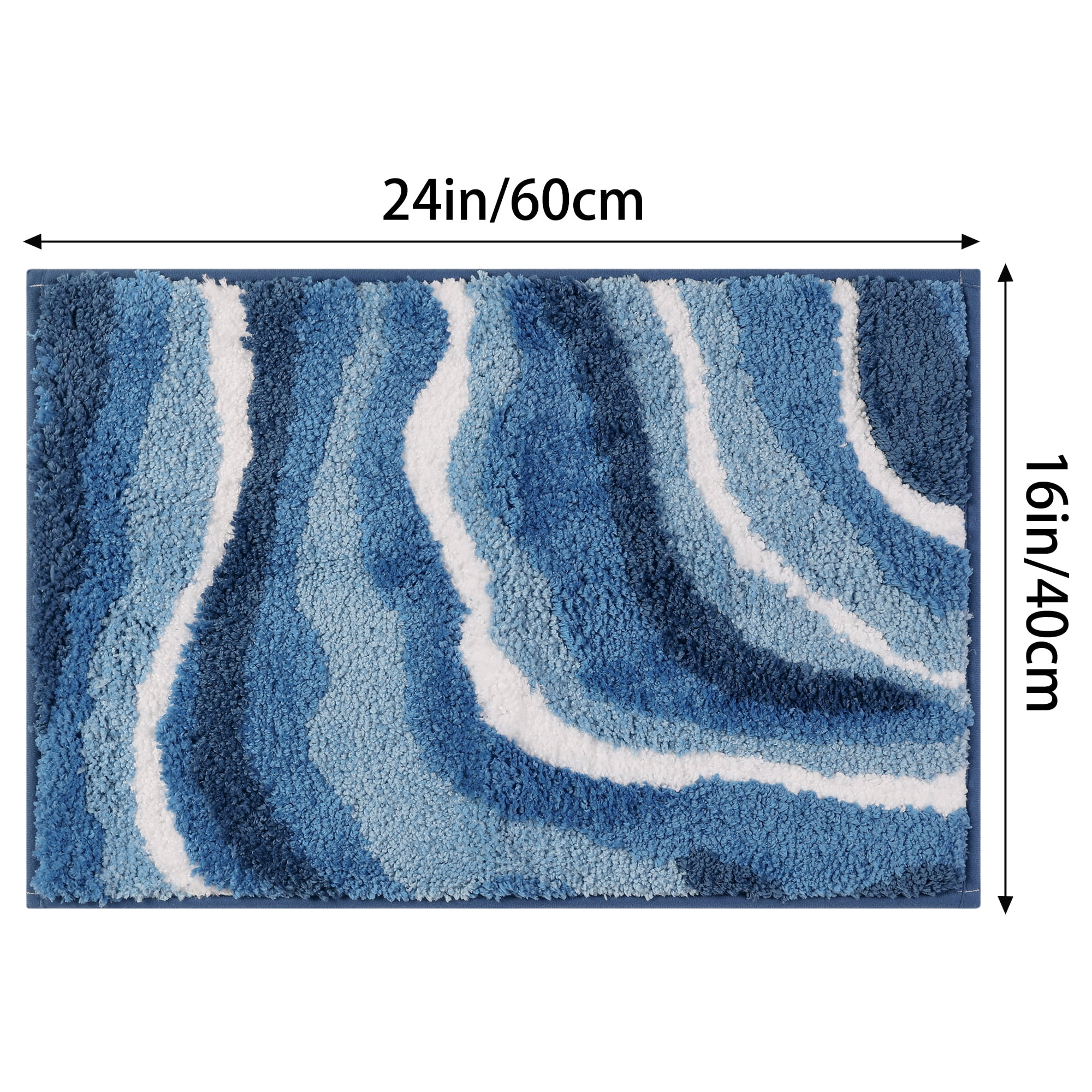 Unique Bargains Abstract Bathroom Rug Soft Bath Mat Non-Slip Thickening Bath Rugs Blue 16" x 24"