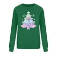 thumbnail image 4 of Womens Merry Christmas Print O Neck Sweatshirt Round Neck Fit Pullover Tops Casual Long Sleeve Workout Shirts Green XL, 4 of 6
